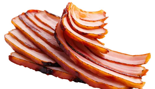 Crispy bacon, golden brown, smoked, savory, sizzling, pan-frying, morning breakfast, American style, thick-cut strips, glistening fat, sprinkled black pepper, shallow depth of field, warm lighting, 3/