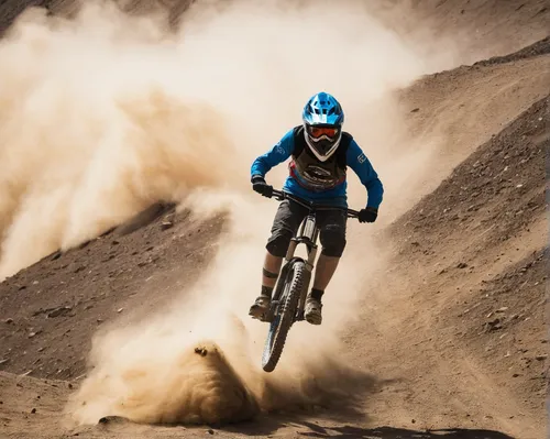 Rene Wildhaber kicking up dust whilst riding in Chile as featured in our mountain bike adventures South America,mountain bike racing,dirt jumping,downhill mountain biking,adventure racing,mountain bik