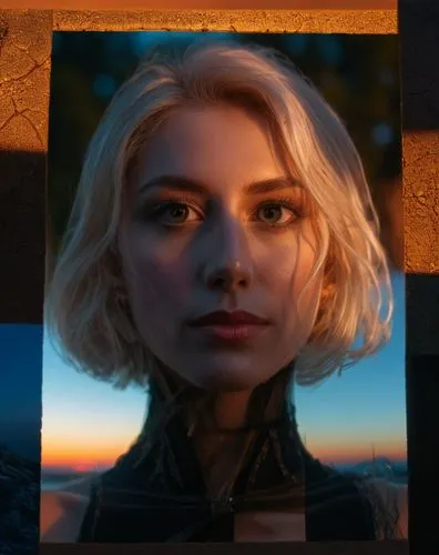 a woman in a black shirt with blond hair,gwent,ciri,cirta,karavas,jodie,satari,Photography,General,Fantasy