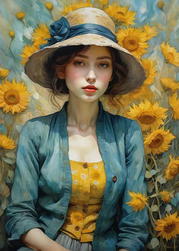 girl in flowers,yellow sun hat,sun flowers,yellow petals,marguerite,sunflowers in vase,sunflowers,yellow daisies,girl picking flowers,helianthus,marigold,the garden marigold,yellow petal,yellow flower,yellow rose,sunflower,yellow roses,yellow garden,flower hat,girl in the garden,Conceptual Art,Daily,Daily 15