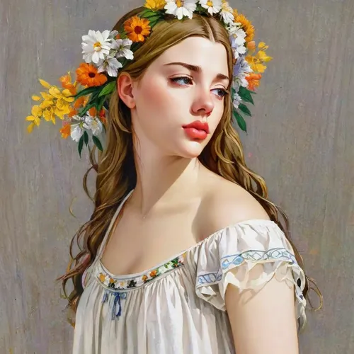 girl in a wreath,girl in flowers,floral wreath,flower crown,wreath of flowers,floral garland,beautiful girl with flowers,emile vernon,flower garland,jessamine,blooming wreath,spring crown,young woman,portrait of a girl,flower fairy,flower girl,flower crown of christ,flora,bougereau,bouguereau