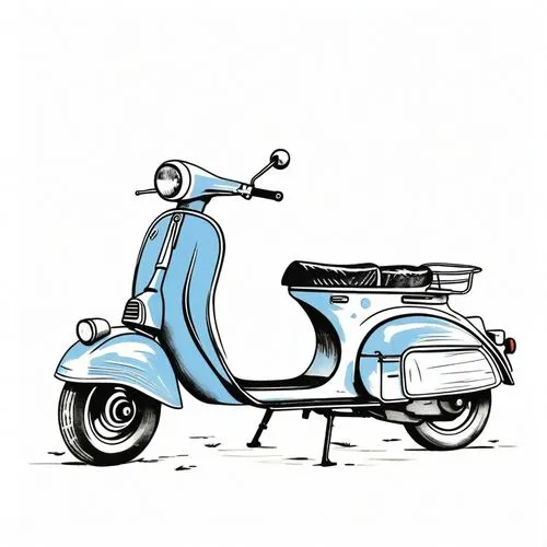 lambretta,vespa,piaggio,blue motorcycle,retro 1950's clip art,moped