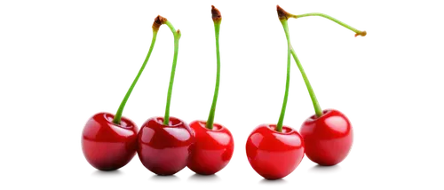 Small cherries, red fruit, glossy surface, green leaves, stem attached, juicy pulp, sweet aroma, macro photography, shallow depth of field, soft natural light, warm color tone, 3/4 composition, close-