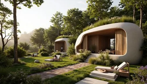 earthship,3d rendering,render,cubic house,grass roof,renders,landscaped,inverted cottage,3d rendered,3d render,forest house,house in the forest,round hut,treehouses,ecovillages,summer house,beautiful home,greenhut,dunes house,summer cottage