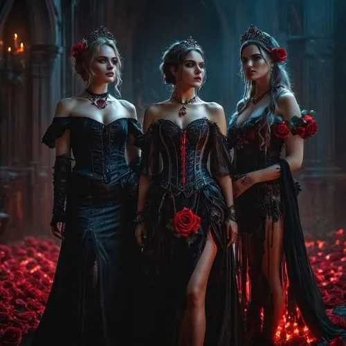 gothic fashion,red roses,gothic portrait,way of the roses,dark gothic mood,celebration of witches,with roses,gothic style,noble roses,vampires,three flowers,roses,the three graces,black rose,red carnations,gothic,angels of the apocalypse,scent of roses,red rose,witches,Photography,General,Fantasy