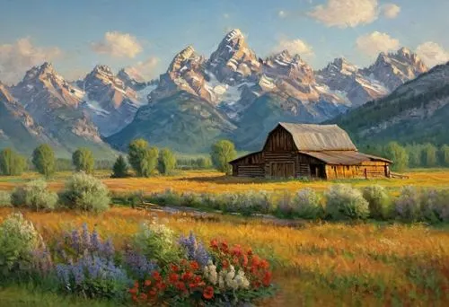 meadow landscape,teton,salt meadow landscape,grand teton,tetons,mountain meadow,alpine landscape,mountain scene,grand tetons,home landscape,alpine meadow,landscape background,rural landscape,mountain landscape,meadow in pastel,mountain pasture,mountain meadow hay,church painting,schwabacher,mountainous landscape