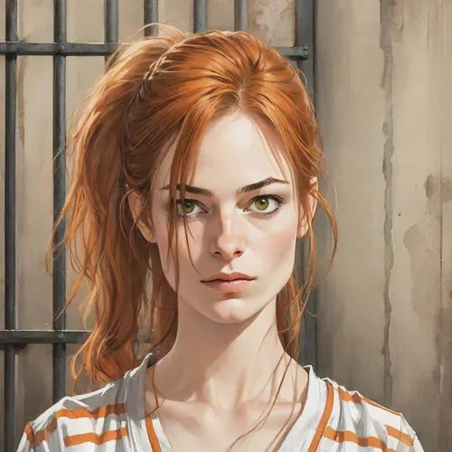 clementine,clary,portrait of a girl,girl portrait,cinnamon girl,prisoner,nora,portrait background,young woman,red-haired,vanessa (butterfly),digital painting,redheads,rust-orange,romantic portrait,mary jane,red head,orange,fantasy portrait,woman portrait,Digital Art,Comic