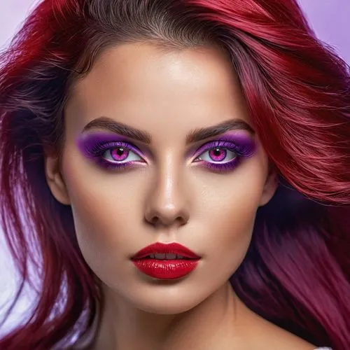 women's cosmetics,eyes makeup,red-purple,makeup artist,retouch,neon makeup,purple and pink,retouching,women's eyes,cosmetics,violet eyes,deep pink,artificial hair integrations,dark pink in colour,photoshop manipulation,airbrushed,pink-purple,cosmetic,realdoll,purple,Photography,General,Realistic