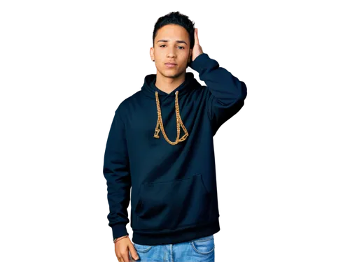 Young male rapper, black hoodie, gold chain, microphone, confident expression, dynamic pose, urban graffiti background, dramatic spotlight, strong shadows, 3/4 composition, high contrast, cinematic li