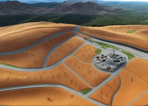 open pit mining,shifting dunes,mining facility,shifting dune,shield volcano,colorado sand dunes,futuristic landscape,the sand dunes,millenium falcon,sand dunes,earthworks,sand hill,solar cell base,mountainous landforms,mining site,stone desert,aeolian landform,landform,stone quarry,valley of death,Common,Common,Natural