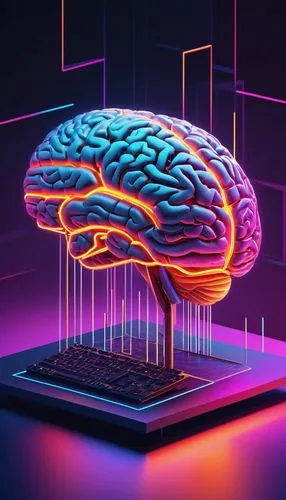 Cognitive architecture, instructional design, digital illustration, PDF document, modern minimalist background, subtle gradient effect, simple lines, geometric shapes, 3D models of brain and computer,