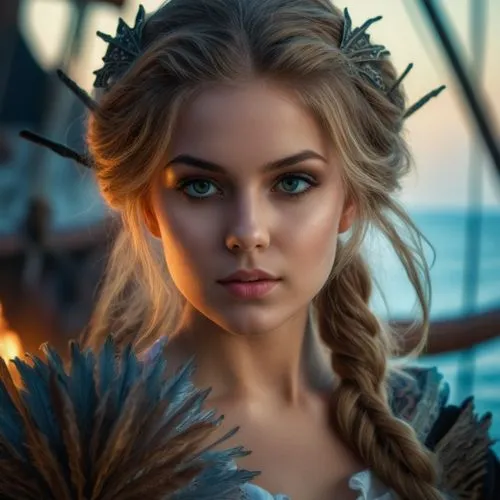 pirate girl posing in a full-length standing pose,fantasy portrait,fantasy art,romantic portrait,celtic queen,fantasy picture,elsa,fantasy woman,vikings,viking ship,viking,eufiliya,romantic look,girl 