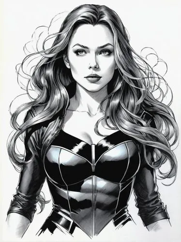 super heroine,scarlet witch,captain marvel,super woman,black widow,wonderwoman,head woman,charcoal pencil,wonder woman,pencil drawing,avenger,superhero background,ronda,catwoman,goddess of justice,graphite,mono-line line art,charcoal drawing,wonder,harley,Illustration,Black and White,Black and White 30