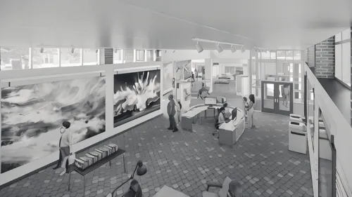 school design,renovation,matruschka,model years 1958 to 1967,function hall,a museum exhibit,children's interior,lobby,core renovation,daylighting,performance hall,entrance hall,exhibit,model house,con