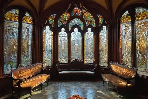 ornate room,stained glass windows,victorian room,stained glass,driehaus,bath room,alcove,art nouveau frames,stained glass window,fairy tale castle,sanctuary,antechamber,sacristy,lachapelle,fairytale castle,chhatris,forest chapel,stained glass pattern,dandelion hall,royal interior,Unique,Paper Cuts,Paper Cuts 08