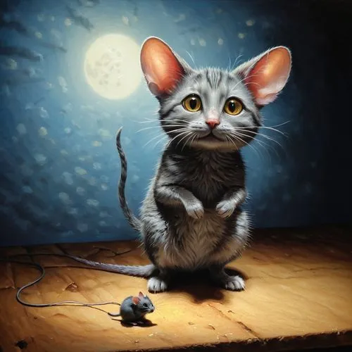 mouser,nimh,kittelsen,mouse,cat and mouse,mousie,Illustration,Realistic Fantasy,Realistic Fantasy 18