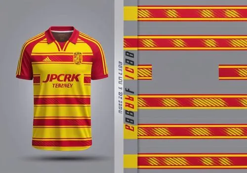 t shirt jersey team mockup yellow and red color nice design,the shirt has been designed with stripes, and it looks to be red and yellow,jagiellonia,dukla,nordsjaelland,kente,herediano,firhill,Photogra