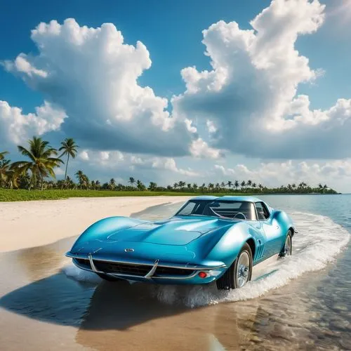 classic car and palm trees,corvette stingray,chevrolet corvette,corvette mako shark,plymouth superbird,iso grifo,ferrari daytona,ford thunderbird,beach buggy,pontiac solstice,corvette,3d car wallpaper,studebaker avanti,bmw 507,pontiac firebird,cadillac eldorado,buick riviera,buick invicta,car rental,lamborghini miura,Photography,General,Realistic