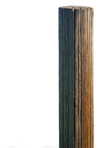 Wooden fence post, rustic, weathered, vertical, rough texture, brown color, metal cap, rusty, worn-out, solitary, morning dew, soft sunlight, shallow depth of field, 3/4 composition, natural lighting.