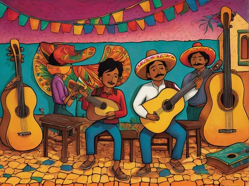 cavaquinho,pandero jarocho,musicians,mariachi,charango,street musicians,mexican calendar,mexican culture,mexican tradition,nicaraguan cordoba,folk music,cienaga de zapata,bouzouki,chile and frijoles festival,rosa cantina,amigos,music instruments,cinco de mayo,instruments musical,habaneras,Illustration,Paper based,Paper Based 26