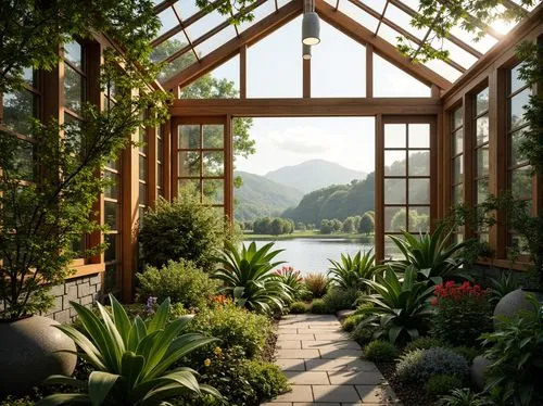 sunroom,conservatory,conservatories,greenhouse,summer house,glasshouse,garden shed,summerhouse,palm house,fernery,summer cottage,garden pond,home landscape,orangery,arbour,hahnenfu greenhouse,cottage garden,gardens,landscaped,wooden beams