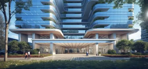 commercial bilding with class facade,futuristic architecture,damac,residential tower,sky apartment,glass facade,penthouses,arcology,modern architecture,3d rendering,escala,glass building,sky space con