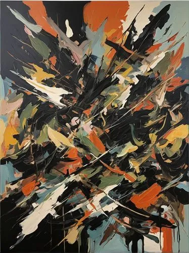 boho mid century modern abstract painting black colors only ,a painting with some very interesting colors on it,riopelle,abstract painting,levinthal,kline,abstracts,abstractionist,Conceptual Art,Oil c