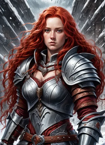 female warrior,joan of arc,heroic fantasy,paladin,dwarf sundheim,warrior woman,strong woman,celtic queen,massively multiplayer online role-playing game,red-haired,breastplate,eufiliya,strong women,hea