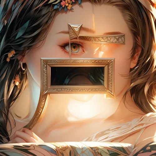 camera illustration,viewfinder,lenses,frame illustration,frame flora,mamiya,mystical portrait of a girl,tears bronze,copper frame,flower frame,world digital painting,women's eyes,binoculars,portrait background,floral frame,digital art,digital painting,moana,light mask,digital artwork