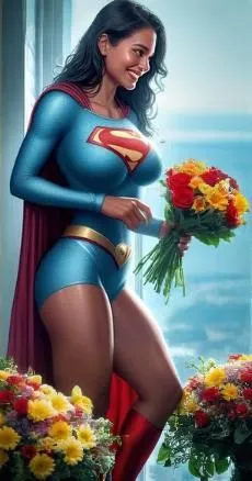 superwoman holding flowers,super woman,super heroine,wonderwoman,wonder woman city,wonder woman,wonder,holding flowers,super,flower delivery,goddess of justice,happy day of the woman,fantasy woman,bod