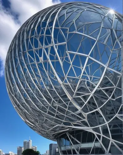 etfe,glass sphere,singapore landmark,futuristic architecture,honeycomb structure,perisphere,spaceframe,chemosphere,unisphere,spherical image,singapore,glass ball,futuristic art museum,steel construction,musical dome,structural glass,websphere,big marbles,safdie,building honeycomb,Illustration,Japanese style,Japanese Style 09