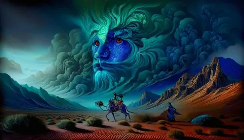 Passion Sexy Painting ,Naked Woman  Abstract Body Art Oil Painting,a colorful painting of two men riding horses,fantasy picture,fantasy art,the blue caves,blue cave,blue caves,psygnosis,Illustration,R