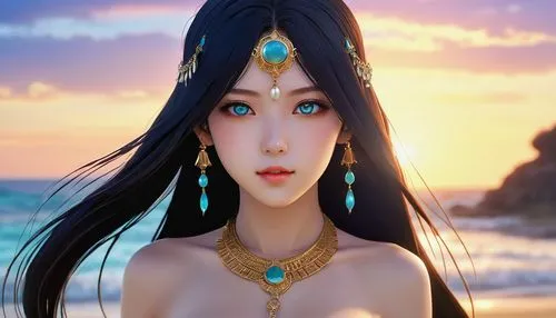 ancient egyptian girl,cleopatra,anime 3d,moana,nami,oriental princess,arabian,beach background,fantasy woman,athena,3d fantasy,jasmine,aladha,fantasy picture,mulan,pocahontas,natural cosmetic,maya,mermaid background,asian woman,Photography,General,Realistic