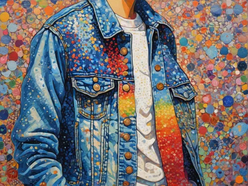 jean jacket,denim jacket,oil on canvas,popart,oil painting on canvas,art,vincent van gough,denim fabric,tapestry,boho art,jacket,david bowie,artist portrait,oil painting,artist's mannequin,kaleidoscope art,popular art,fabric painting,mona lisa,color pencil,Conceptual Art,Daily,Daily 31