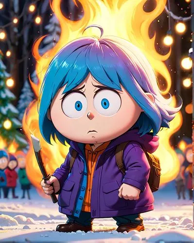 southpark,pyromaniac,coraline,julkipli,matsuno,winterblueher,pyromania,cartman,winter festival,poptropica,coldfire,cute cartoon character,fundora,blue snowflake,dora,fire background,fire flakes,burning torch,firestarter,skotnikov,Anime,Anime,Cartoon