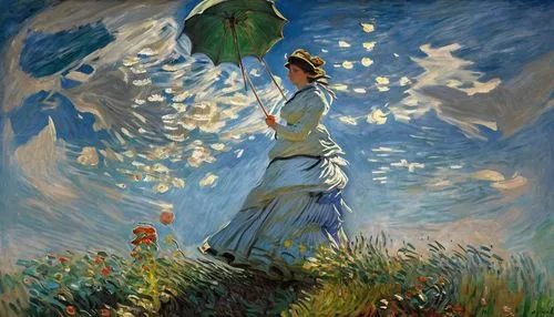 womeni flying in sky,girl picking flowers,girl in the garden,girl in flowers,man with umbrella,woman hanging clothes,girl in a long dress,throwing leaves,girl lying on the grass,little girl in wind,gi