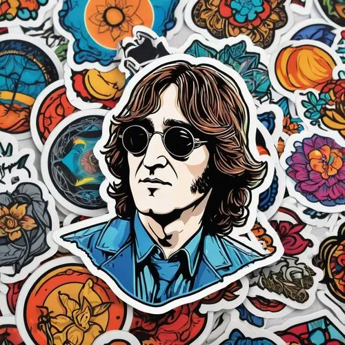 john lennon,john-lennon-wall,stickers,sticker,clipart sticker,70's icon,patches,mick,john lennon wall,george,wallflower,herbal rocker,60's icon,flat blogger icon,badges,groovy,70s,60s,cool pop art,beetles,Unique,Design,Sticker