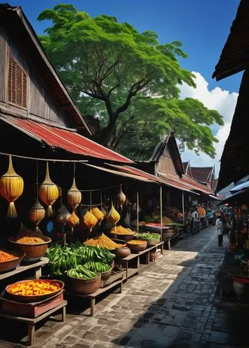 marketplace,fruit market,spice market,ulun danu,upper market,floating market,lijiang,jonker,covered market,market hall,stalls,market place,pasar,greenmarket,souk,market,vegetable market,the market,korean folk village,market stall,Art,Artistic Painting,Artistic Painting 37