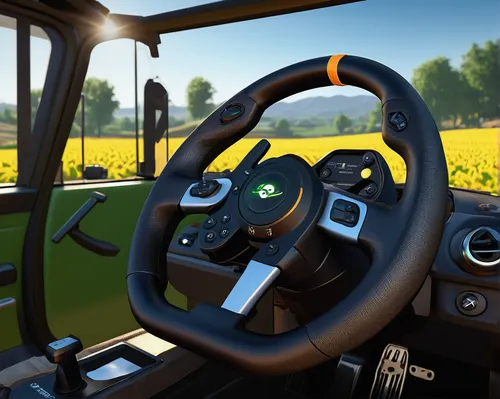 racing wheel,steering wheel,golf cart,john deere,tractor,farm tractor,golf buggy,land rover defender,caterham 7 csr,steering,behind the wheel,game car,jeep wrangler,control car,combine harvester,caterham 7,golf game,agricultural machinery,yellow jeep,golf,Conceptual Art,Daily,Daily 12