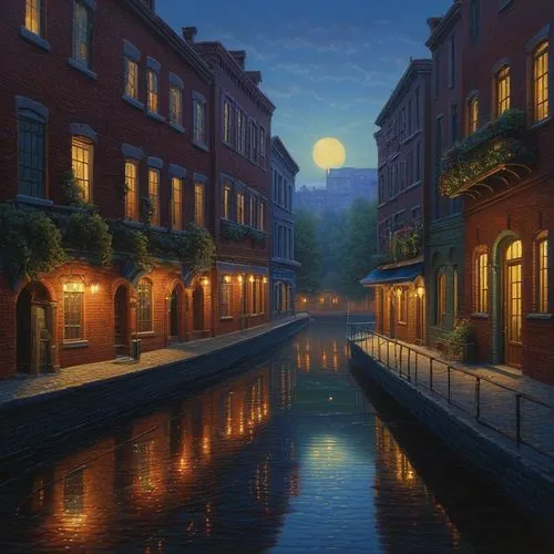 night scene,canals,moonlit night,speicherstadt,nocturne,world digital painting,evening atmosphere,moonlit,lewallen,spui,romantic scene,canal,venetiaan,moonlighted,grand canal,romantic night,fantasy picture,night image,city moat,windows wallpaper,Illustration,Realistic Fantasy,Realistic Fantasy 27