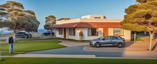 man and car in driveway at residential home,fresnaye,landscape design sydney,landscape designers sydney,driveways,energyaustralia,karrinyup,golf lawn,driveway,mudbrick,smart fortwo,car smart eq fortwo