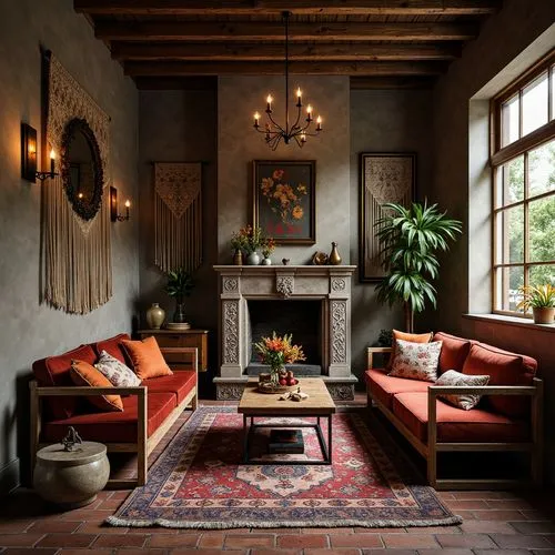 sitting room,interior decor,home interior,interiors,living room,fireplaces,bohemian art,loft,autumn decor,furnishings,livingroom,interior decoration,moroccan pattern,decor,chaise lounge,contemporary decor,showhouse,amanresorts,interior design,alcove