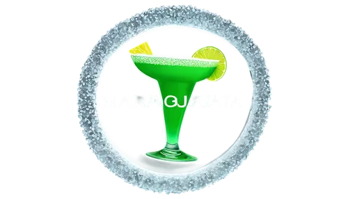 Margarita logo, circular shape, colorful, salt rim, lime wedge, icy glass, frosted texture, 3D embossing, shiny surface, vibrant colors, cocktail theme, bold font, centered composition, bright lightin