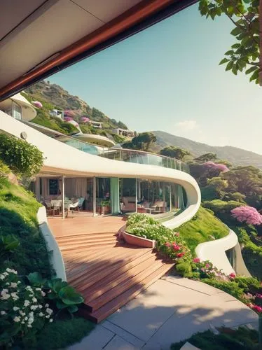 futuristic architecture,earthship,futuristic landscape,roof landscape,ecotopia,beautiful home,dreamhouse,dunes house,smart house,modern architecture,grass roof,luxury property,landscaped,renderings,mid century house,home landscape,hillside,luxury real estate,house in the mountains,modern house,Conceptual Art,Sci-Fi,Sci-Fi 29