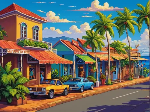 Lahaina Afternoon urban Oil Paintings,nicaraguan cordoba,honolulu,maui,oahu,santa barbara,martinique,puerto rico,santiago di cuba,san juan,bavaro,jamaica,kauai,aruba,dominican republic,molokai,hawaii,