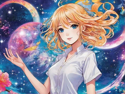 violet evergarden,heliosphere,star illustration,fairy galaxy,star sky,astronomer,cosmos wind,starry sky,tsumugi kotobuki k-on,zodiac sign libra,starry,nami,citrus,virgo,cosmos,horoscope libra,sky rose,libra,constellation unicorn,colorful stars,Illustration,Japanese style,Japanese Style 04