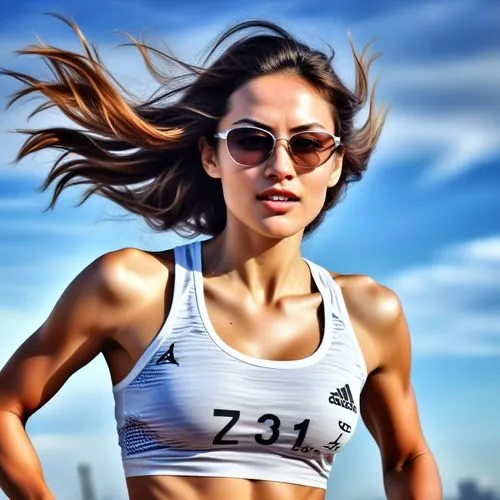 a young woman running in a sports  top,female runner,sprint woman,heptathlete,running,racewalker,free running