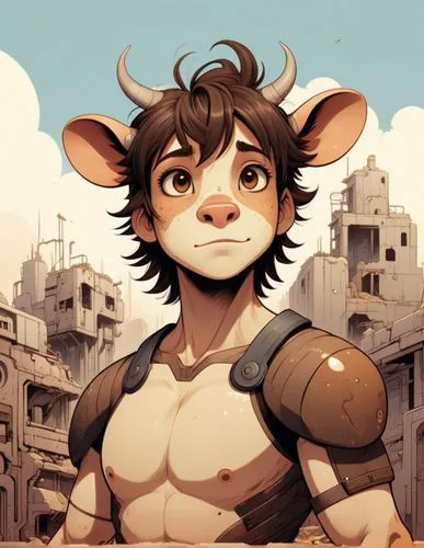 minotaur,cowman,torito,satyr,deer bull,barawa,Illustration,Children,Children 01