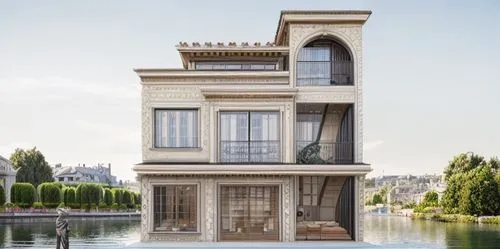 classic style with landscape and water bodies with modern touch ,bendemeer estates,luxury property,house by the water,luxury real estate,paris balcony,french building,the boulevard arjaan,karnak,qasr 