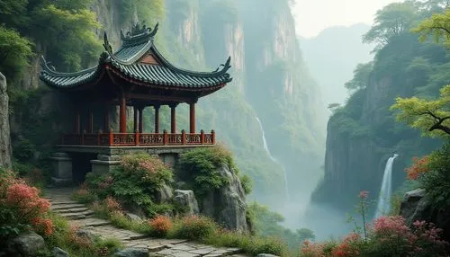 shaoming,wudang,hushan,fantasy landscape,huangshan,tigers nest,oriental,xiangshan,wuyi,yunnan,mountain landscape,asian architecture,guilin,zhangjiagang,huangshan mountains,qingcheng,haicang,leshan,guizhou,mountainous landscape,Photography,General,Realistic